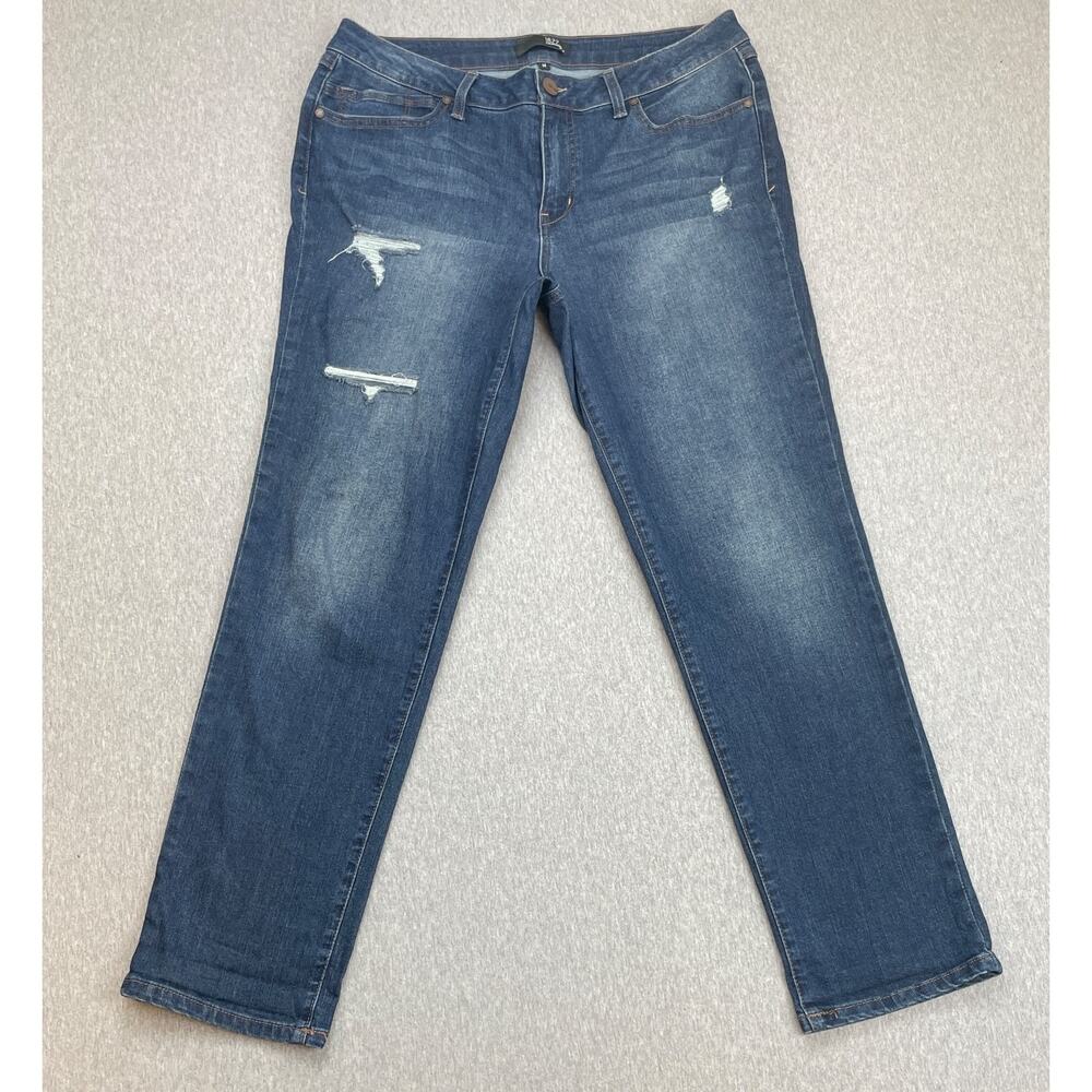 1822 Denim Jeans Womens 14 Blue Denim Cotton Blend Stretch Distressed Skinny